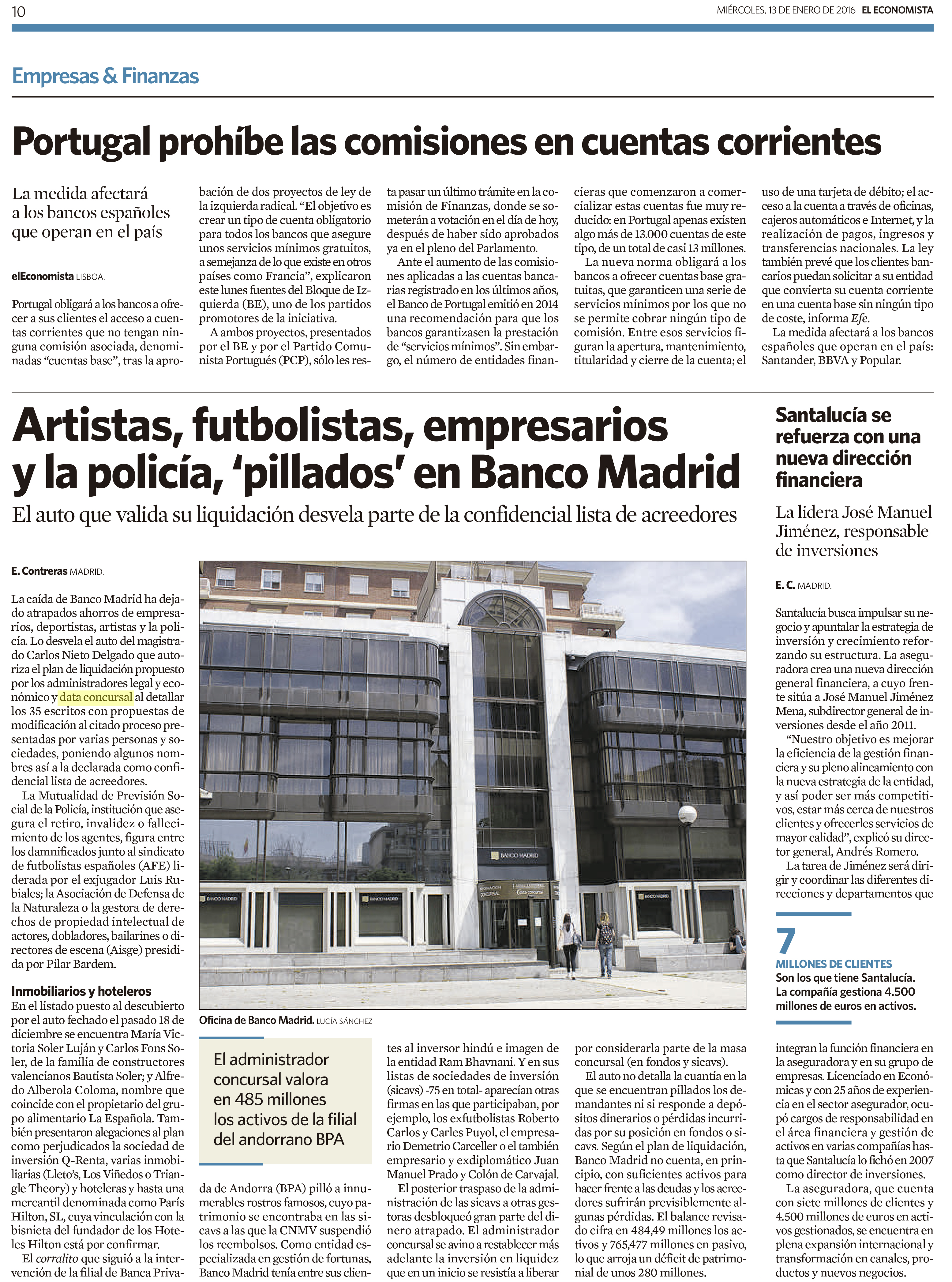 El Economista: Validación del plan de liquidación por el juez de Banco Madrid